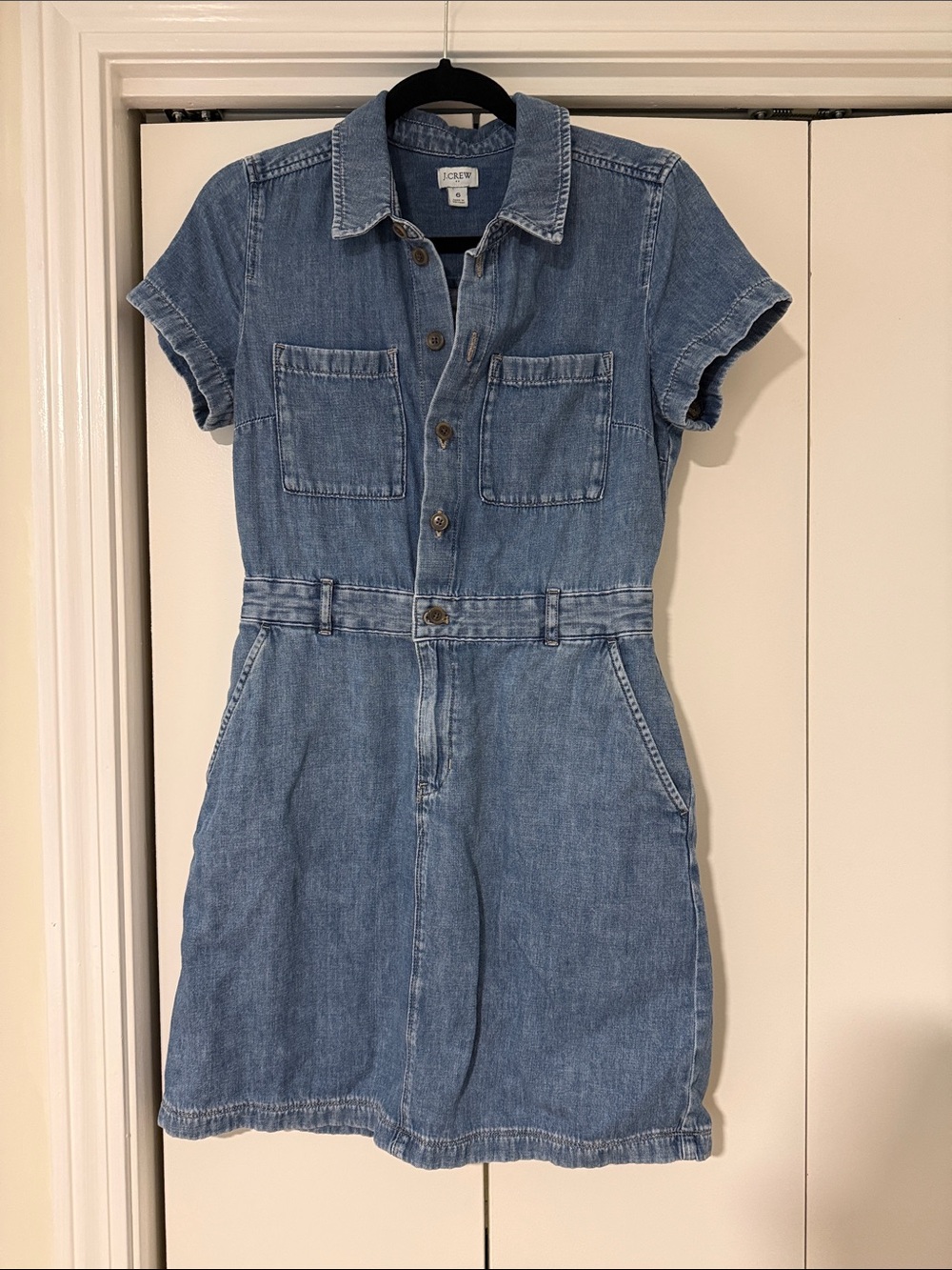 J. Crew Light Blue Denim Button-Front Dress